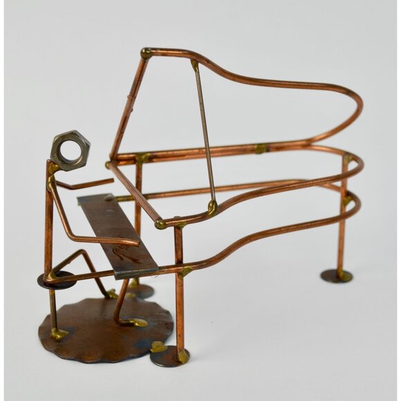 Handcrafted Rock Creek Metal Craft Folk Art Grand Piano Sculpture Musician - Picture 1 of 5